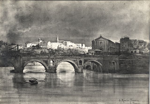 Danesi — Roesler Franz Ettore - sec. XIX - Il Ponte Rotto, o Senatorio, da ponente – In distanza il Monte Aventino — insieme